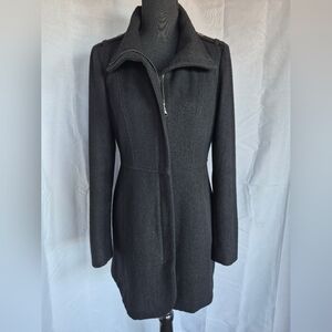 Vintage Guess Black Wool Pea Coat Womens Small Classic Minimalist Clean Girl